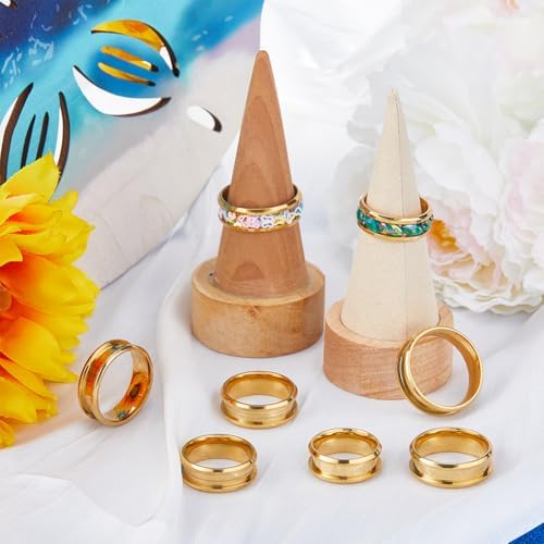 SUNNYCLUE 1 Box 12Pcs Grooved Ring Blanks Cores Golden Stainless Steel Inlay Finger Ring Blanks US Size 7/8/9/10/11/12 Inlay Empty Findings for Men Women Jewelry Making Kits - Image 5