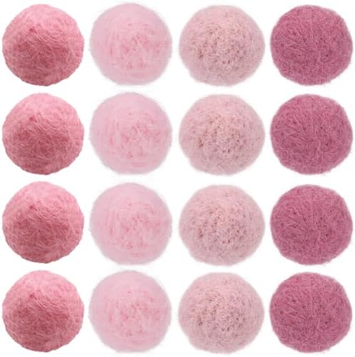 SUNNYCLUE 40Pcs Wool Felt Balls Wool Pom Pom Balls Felted Pompom 20mm Handmade Mini Pink Puff Small Round Shape Pompoms for Crafts DIY Christmas Ornaments Home Party Decoration by SUNNYCLUE