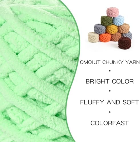 Plush Chenille Chunky Yarn 100g (49.2yd) - Fluffy Velvet Yarn Crochet for Blanket Knitting and Crocheting - Baby Yarns for Crocheting Soft - Amigurumi Yarns (Aqua Green) - Image 2