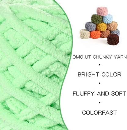 3 Pack Plush Chenille Chunky Yarn 100g (49.2yd) - Fluffy Velvet Yarn Crochet for Blanket Knitting and Crocheting - Baby Yarns for Crocheting Soft - Amigurumi Yarns (3 Aqua Green) - Image 2