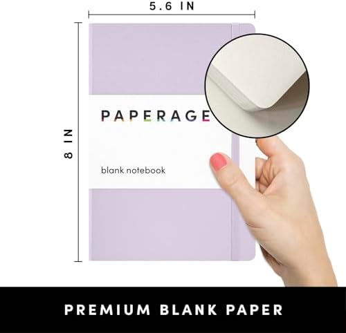 PAPERAGE Junk Journal & Scrapbook Kit, Hardcover Blank Journal Notebook, 20 Patterned Papers, 8 Sticker Sheets, 20 Die-Cut Shapes, 2 Washi Tapes & Tape Roller, Creative Journaling Supplies - Lavender - Image 3