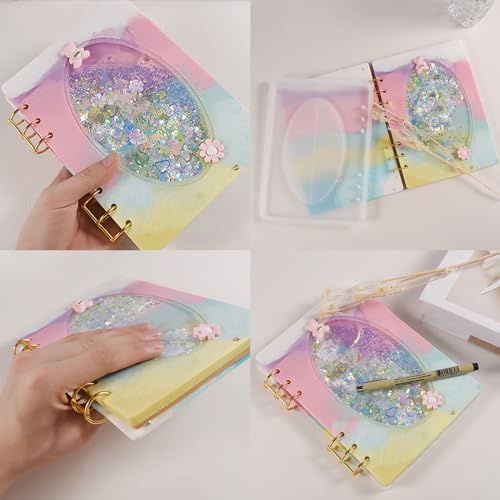 DIY Resin Shaker Journal Kit Oval Frame - Complete Set with Notebook Molds, Binder Refills - Image 3