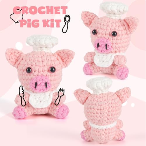 CrochetBox Pig Complete Crochet Kit for Beginners, Easy Craft for Adults - Image 2