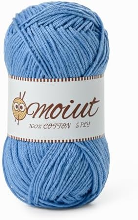 Cotton Yarn for Crocheting, Baby Yarn for Crocheting Soft, 131yds / 1.76oz Fluffy Amigurumi Crochet Yarn, 5 Ply 100% Milk Cotton Yarn for Puzzle、Socks、Clothes(Light Blue) by OMoiut