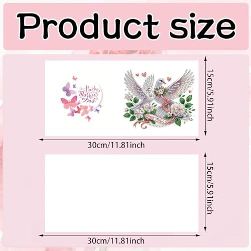 6Pcs Mother's Day Greeting Card DIY Diamond Art Painting Greeting Cards Special Shaped Diamond Blessing Folding Card Kit Arts Crafts for Holiday Festival-Flower02 - Image 3