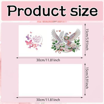 6Pcs Mother's Day Greeting Card DIY Diamond Art Painting Greeting Cards Special Shaped Diamond Blessing Folding Card Kit Arts Crafts for Holiday Festival-Flower02 - Image 3