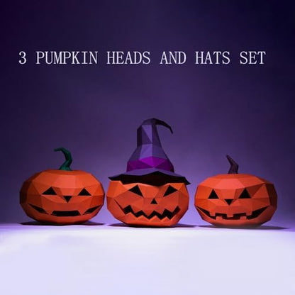 Elevate Your Home Decor with a Set of 4 Exquisite 3D Paper Animal Wall Art - Easy-to-Assemble Pre-folded & Pre-cut Papercraft Animal Model Kits（Halloween Pumpkin Monster） - Image 2