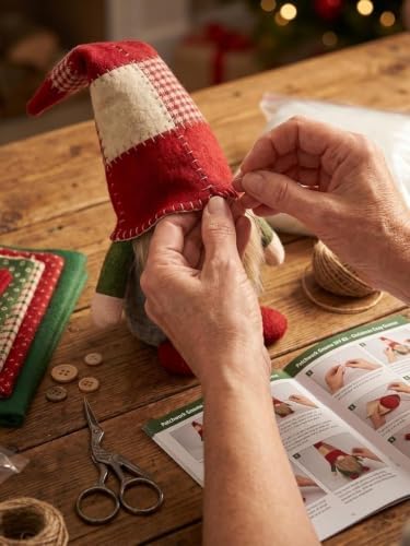 DIY Patchwork Gnome Kit, Christmas Cozy Gnome Sewing Craft Set, DIY Craft Set with Yarn & Tools for Adults & Beginners, Handmade Decor Ornament Gift & Home Decor for Craft Lovers (Yellow2) - Image 3