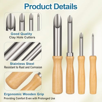 Amrules 4 Pcs Clay Hole Cutters Sculpting Tools Set for Pottery - Image 3