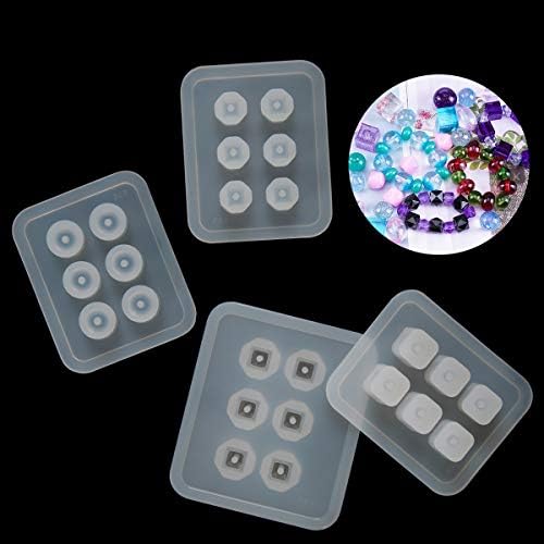 Suhome Resin Bead Molds for Jewelry 12 PCS Resin Molds Silicone with Hole Cabochon Gem Jewelry Making Epoxy Resin Molds for Earrings, Pendants,Bracelets and Necklaces - Image 6