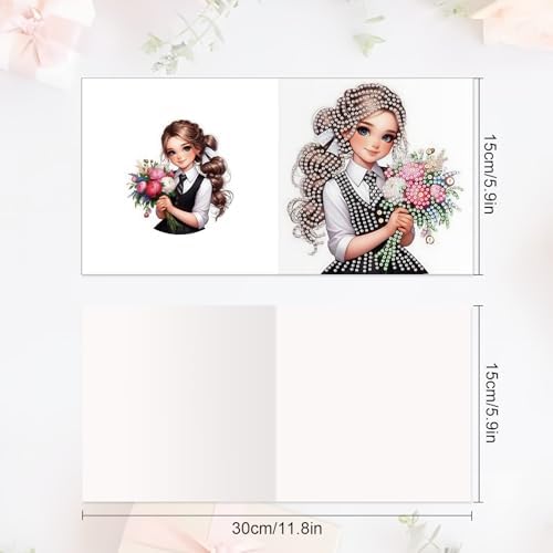 MVVMTOP 6pcs Diamond Art Painting Greeting Card, DIY Flower Diamond Art Greeting Card for Blessing and Wishe Special Shaped Diamond Arts Crafts for Birthday Thanksgiving Day - Image 2
