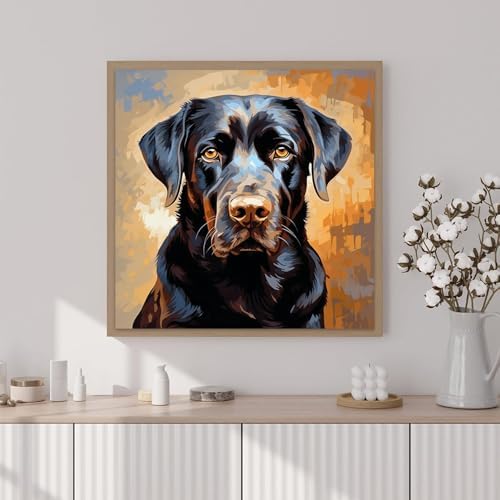 Artunion Framed Paint by Numbers Kit for Adults Beginners & Kids Ages 8-12, Labrador Retriever Dog Paint by Number with Frame, Black Lab Dog Paint by Numbers Kit on Canvas 10 * 10 Inch Without Easel - Image 2