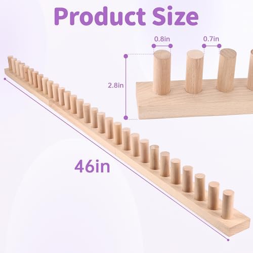 46" Beechwood Chunky Blanket Loom Kit, Adjustable Hand Knitting Loom for DIY Chunky Yarn Blankets, Large Wooden Loom Knitting Board, No Needles Required Blanket Maker, Beginner Friendly Craft Gift - Image 2
