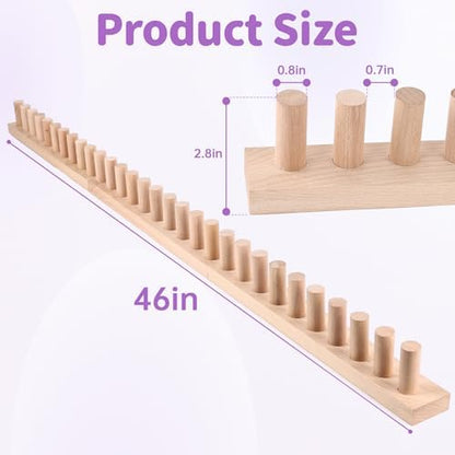 46" Beechwood Chunky Blanket Loom Kit, Adjustable Hand Knitting Loom for DIY Chunky Yarn Blankets, Large Wooden Loom Knitting Board, No Needles Required Blanket Maker, Beginner Friendly Craft Gift - Image 2