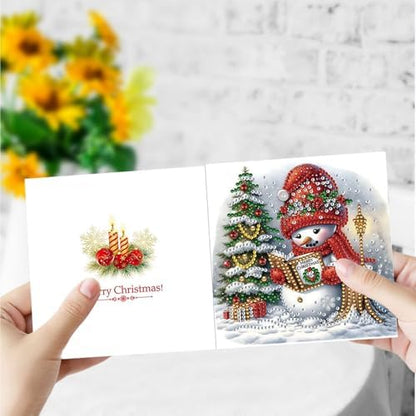 DIY Diamond Greeting Cards Set Christmas, 5D DIY Diamond Art Painting Greeting Card, DIY Christmas Card Making Kits for Family Friends Handmade Gift-#34-Snowman Deer - Image 4