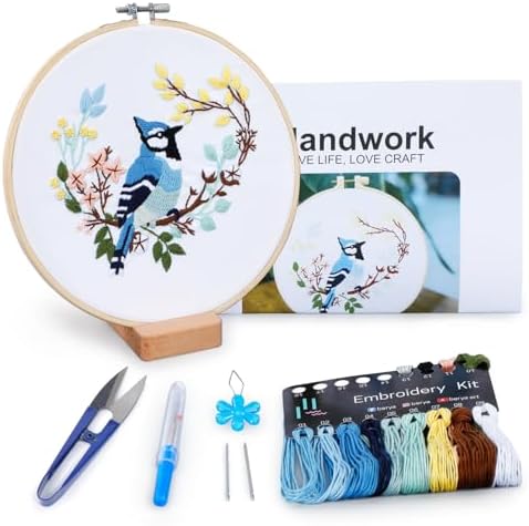 Hummingbird and Flower Embroidery Kit for Adults, DIY Embroidery Kits with Original Design Patterns, Learn to Embroider Kit Beginner with Needles and Thread, Clear Instructions and Video (BEB004) by BERYA