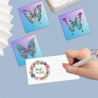 POETRYDRAW 6 Pack 5D DIY Diamond Art Painting Greeting Card Kit, Diamond Art Christmas Butterfly Greeting Card, Crafts Kit Creative with Envelope - Image 3