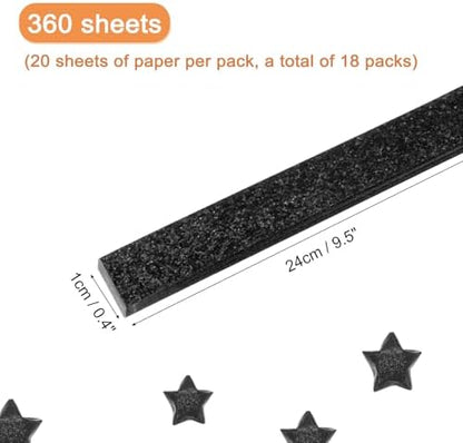 MECCANIXITY 360 Sheets Origami Paper Glitter Stars Papers Black Fold Paper for Beginner Arts Crafts Projects,0.4 x 9.5 Inch - Image 2