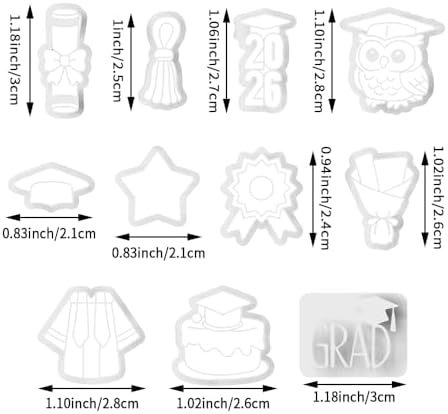 Graduation Polymer Clay Cutters & Stamp Set - 11pcs Sharp & Durable 2026, Owl, Cap, Gown, Diploma, Cake & Star Shapes for DIY Earring Jewelry Making, Soft Clay Crafts & Class Party Supplies - Image 3