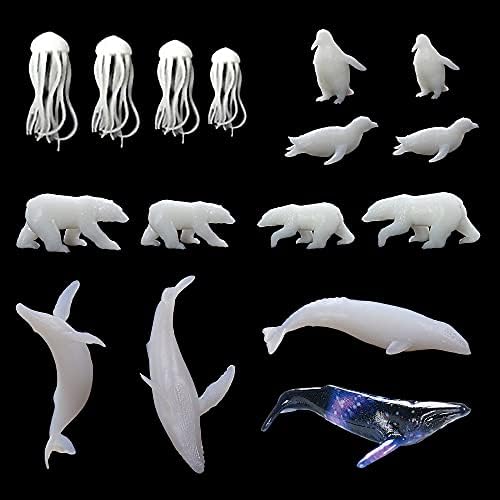 Woohome 12 PCSJewelry Making Supplies Resin Mould Filler, 3D Mini Jellyfish Bear Penguin Whale Resin Casting Moulds Fillers, 3D Resin Filler Art Craft Supplies Epoxy Moulds for Art Resin Crafts DIY by Woohome