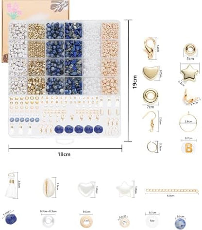 Xylise Jewelry Making Supplies Kit Natural Stone Beads for Irregular Natural Stone with for DIY Craft Bracelet Necklace Earrings for Adults(Blue dot Color) - Image 2