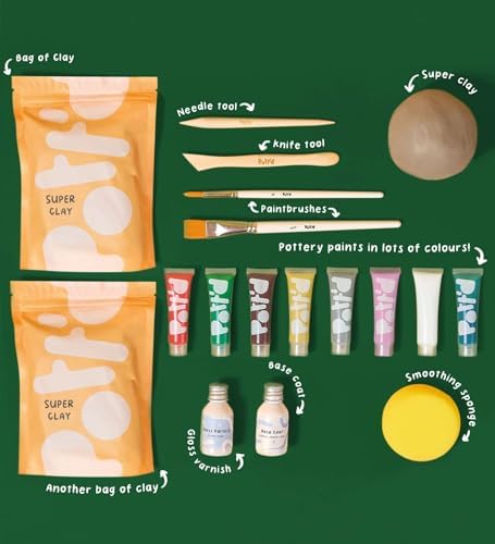 Pott'd Mini Pottery Kits | Air Dry Clay Pottery Kit for Adults | Includes Paints, Brushes, and Potters Tools | FREE online step-by-step tutorial | Perfect for Beginners | Bring The Studio To Your Home - Image 3