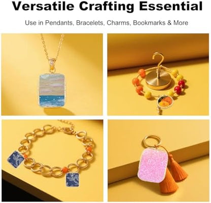30Pcs Bezels for Resin Jewelry Making Open Back Bezel Pendants and Earring Frames Large Rectangle Ring Charms and Pendants Kit Rose Gold Supplies for DIY Chain Earrings and Craft Projects - Image 6