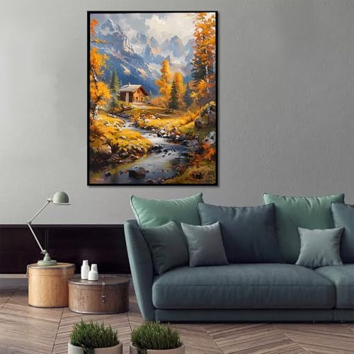 Paint by Numbers Kit for Adults Beginner, Landscape Paint by Numbers Autumn, DIY Easy Acrylic Watercolor Oil Painting Kit with Brushes, Arts and Crafts for Adult for Home Wall Decor 28x38 in 8-58 - Image 2