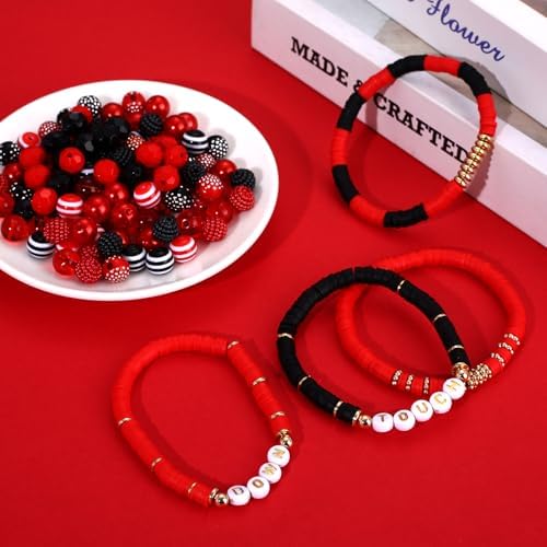2200PCS+ Game Day Beads Charms for Bracelet Making Polymer Clay Beads Crystal Pearl Letter Gold Spacer Beads Football Charms for Game Day Bracelet Necklace Making DIY Crafts - Image 4