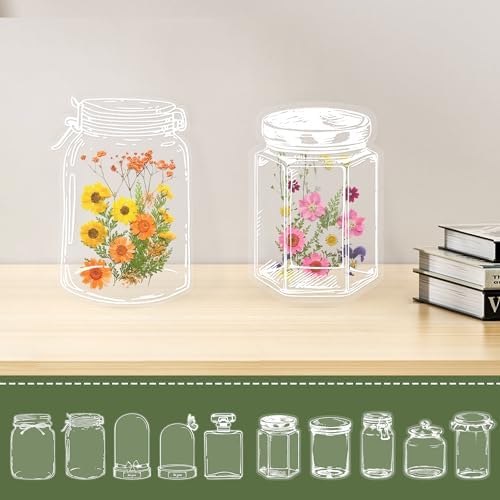 Large Size Transparent Dried Flower Bookmarks, 40 PCS Handmade DIY Flower Page Clips,World in Bottle-Making Stunning Herbarium(Glass Bottle and Mason Jars) - Image 2