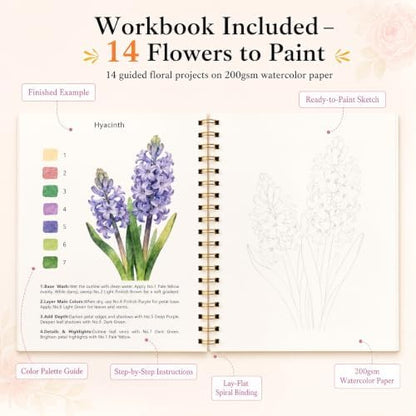 100 Colors Watercolor Paint Set with Watercolor Workbook for Adults - Image 2