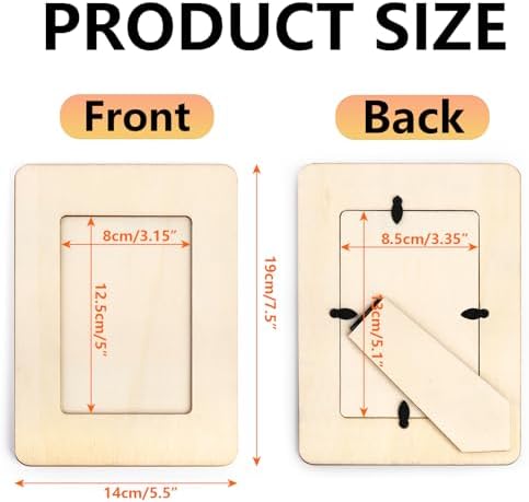 Lesnala 6 Pcs Unfinished Wood Picture Frame Crafts DIY Kits with Stickers - Image 7