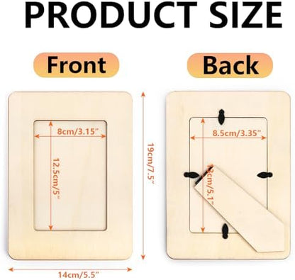 Lesnala 6 Pcs Unfinished Wood Picture Frame Crafts DIY Kits with Stickers - Image 7