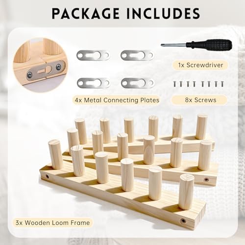 LARIAU Chunky Knitting Blankets Loom, Thick Yarn Knitting Loom for Beginners, 11.6" to 35" Long Wooden Adjustable & Foldable & Portable Design DIY Machine, Birthday Gifts for Knitting Lover - Image 3