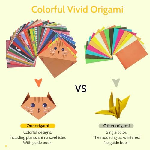 Origami Paper Kit for Kids Ages 5-8 8-12 Easy-Fold Set with Guide Book (90 Patterns: Beginner to Advanced) : Perfect Party Favors,classroom craft, Birthday /Holiday / DIY Gifts for Kids - Image 3