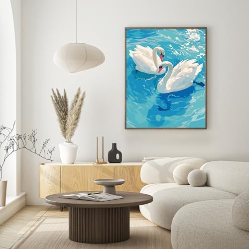 Possoco Paint by Numbers Kit for Adults Beginner, Pure Swan Easy Adult Paint by Number Kits on Canvas, DIY Acrylic Watercolor Oil Paint by Number for Adults Teens for Home Decor Gift 16x20 Inch - Image 7