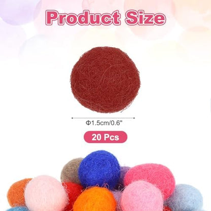 PATIKIL Wool Felt Balls Beads Wool Felting Pom 1.5cm 15mm Wine Red for Home Decor DIY Crafts Handcrafts Project Pack of 20 - Image 2