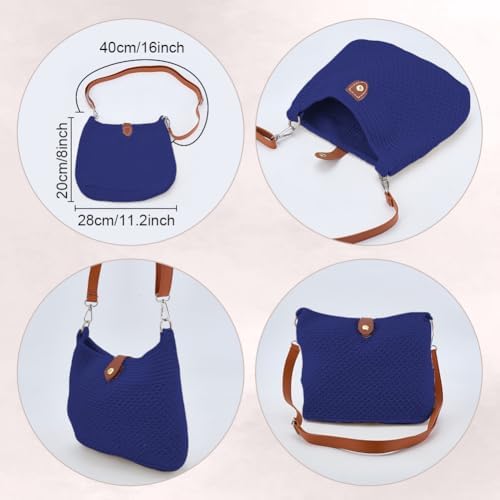 ACRNIGHEET Crochet Bag Kit for Beginners Crochet Purse for Women DIY Tote Bag Making Kit with Step-by-Step Tutorials Knitting Supplies for Adults Crafts Boho Gift Idea (Blue) - Image 3
