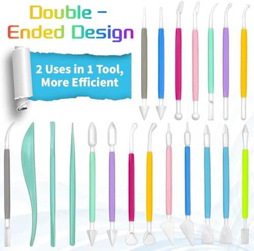VYNFLICK 20pcs Clay Tools, Pottery Carving Tools, Practical Polymer Clay Sculpting Tools Kit, Air Dry Clay Tools Set for Adults, Pottery Craft, Sculpting,Modeling,Shaping - Image 2