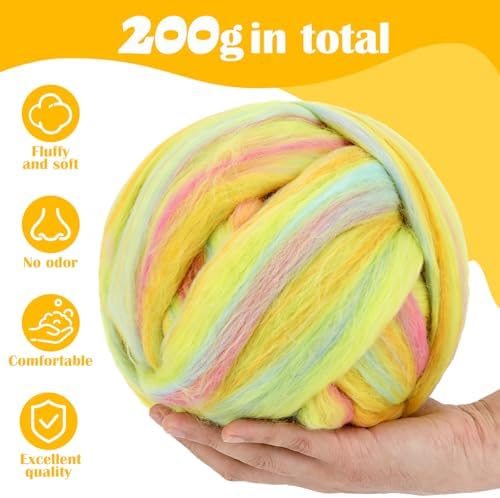 7.02 oz Colored Wool Roving Felting Wool Bulk Needle Felting - Image 2