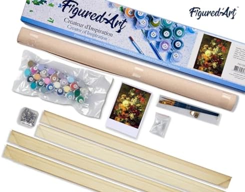 Figured'Art Paint by Numbers Kit for Adults Flowers from France 16"x20" - Craft Art Painting Rolled Canvas with DIY Wooden Frame - Image 5