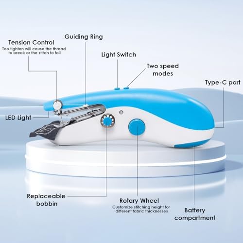 Handheld Sewing Machine,Hand Sewing Machine Portable Kits,Mini Sewing for Beginners and Adults,Easy to Use Suitable for Clothes,Holiday Decoration Production,DIY,Family Travel - Image 4