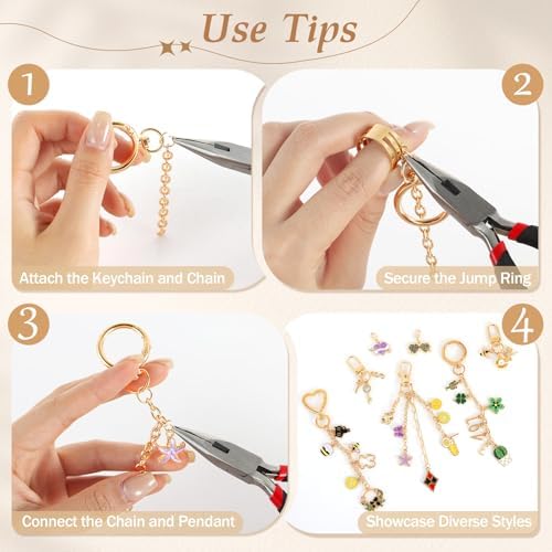 Zefy 552Pcs Charms Lip Gloss Keychain Making Kit, DIY Bag Charm Kit Gold - Image 3