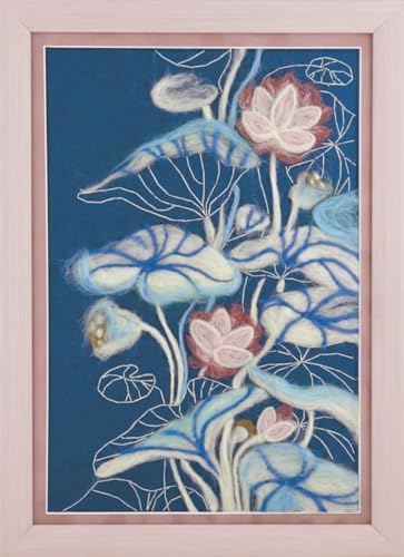 Wizardi Beginner Needle Felting Kit for Adults - Diptych Blooming on The Water. Floral Felting Kit 9,06x13,98 Inches. Felting Tools. Wool Felting Supplies. Felt Crafts. Wool Felt. V-218C Charivna Mit by Wizardi