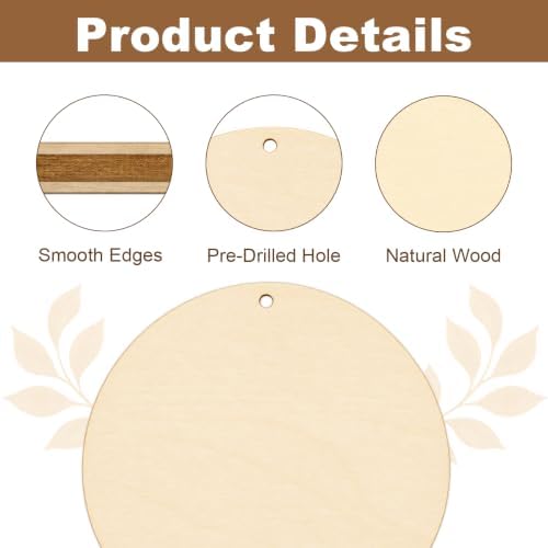 25PCS Wood Circles for Crafts, 4" Unfinished Wood Rounds - Image 3