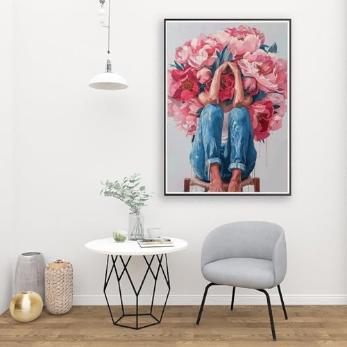 pchmcu Flowers Women Paint by Numbers Kits for Adults - Flowers Adult Paint by Number Kits - DIY Acrylic Oil Painting by Numbers for Home Wall Decor 16 x 20 Inch - Image 3