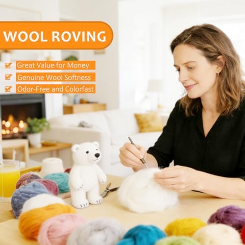 3.4oz Needle Felting Wool Sun Orange for DIY Needle Craft Enthusiasts - Image 4