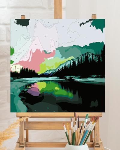 TOCARE Framed Paint by Numbers Kit for Adults, Aurora Borealis Paint by Number with Frame,Northern Lights Paint by Numbers Framed Canvas for Home Wall Decor (10x10 Inch, Without Easel) - Image 6