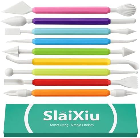 slaixiu 9 Pcs Clay Sculpting & Carving Tools Kit, Double Head Pottery & Ceramic Modeling Set for Air Dry Clay, Lippan Art Material for Kids & Adults DIY Crafts by slaixiu
