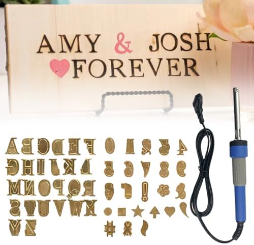 WUSAIRX 2025 New Wood Burning Kit with Letter Stamps, Wood Burning Pen with 26 Letters Alphabet, 10 Number and 10 Special Symbols, DIY Valentine's Day Birthday Gift (Blue) by WUSAIRX